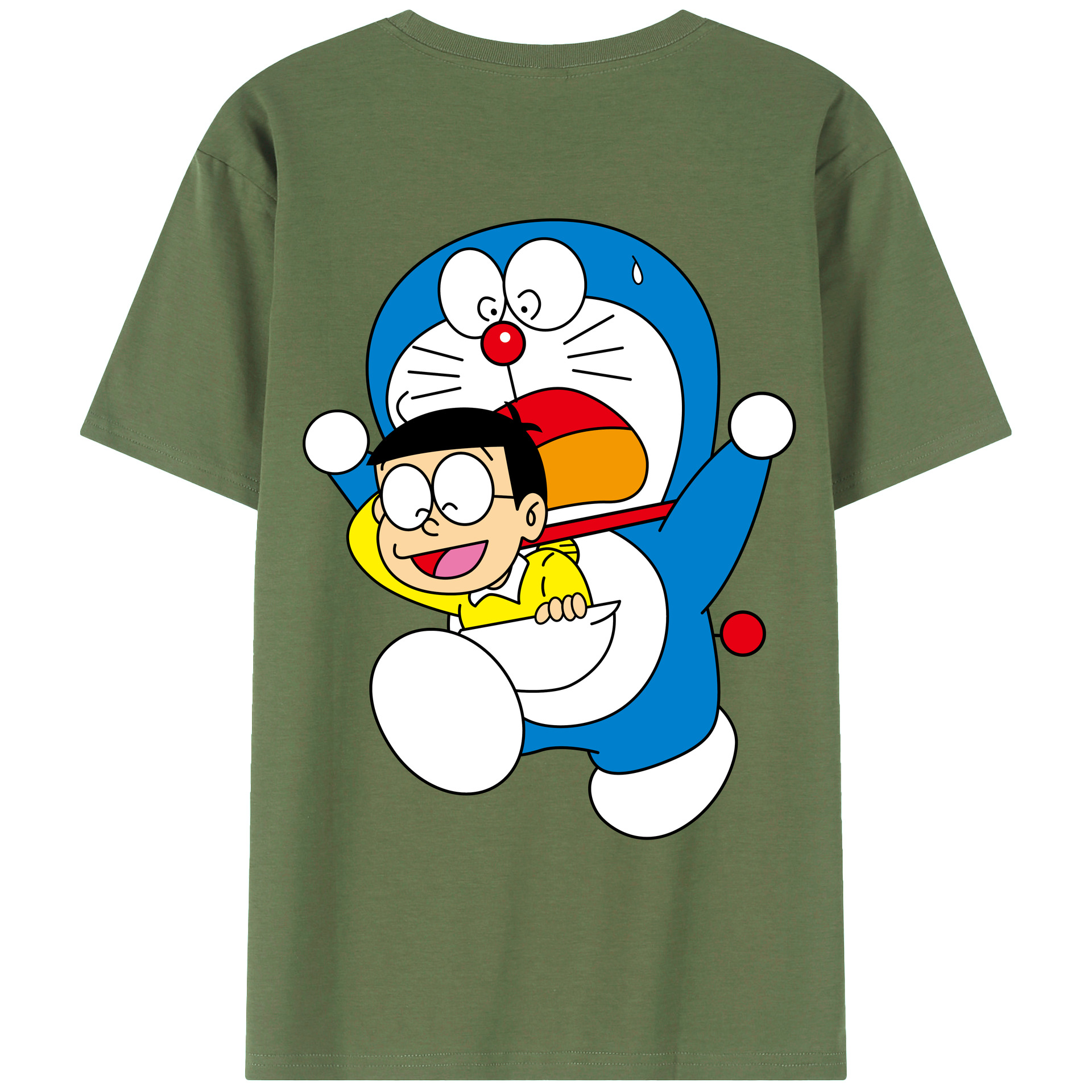 （画像用） ドラえもん Doraemon 綿100％ メンズ半袖Tシャツ（バックプリント） 通気性